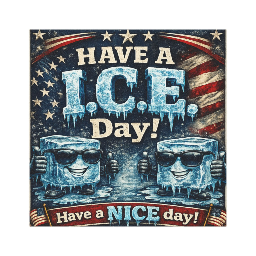 Car Magnet – "Have a I.C.E. Day!" Patriotic Funny Ice Cube Novelty Magnet