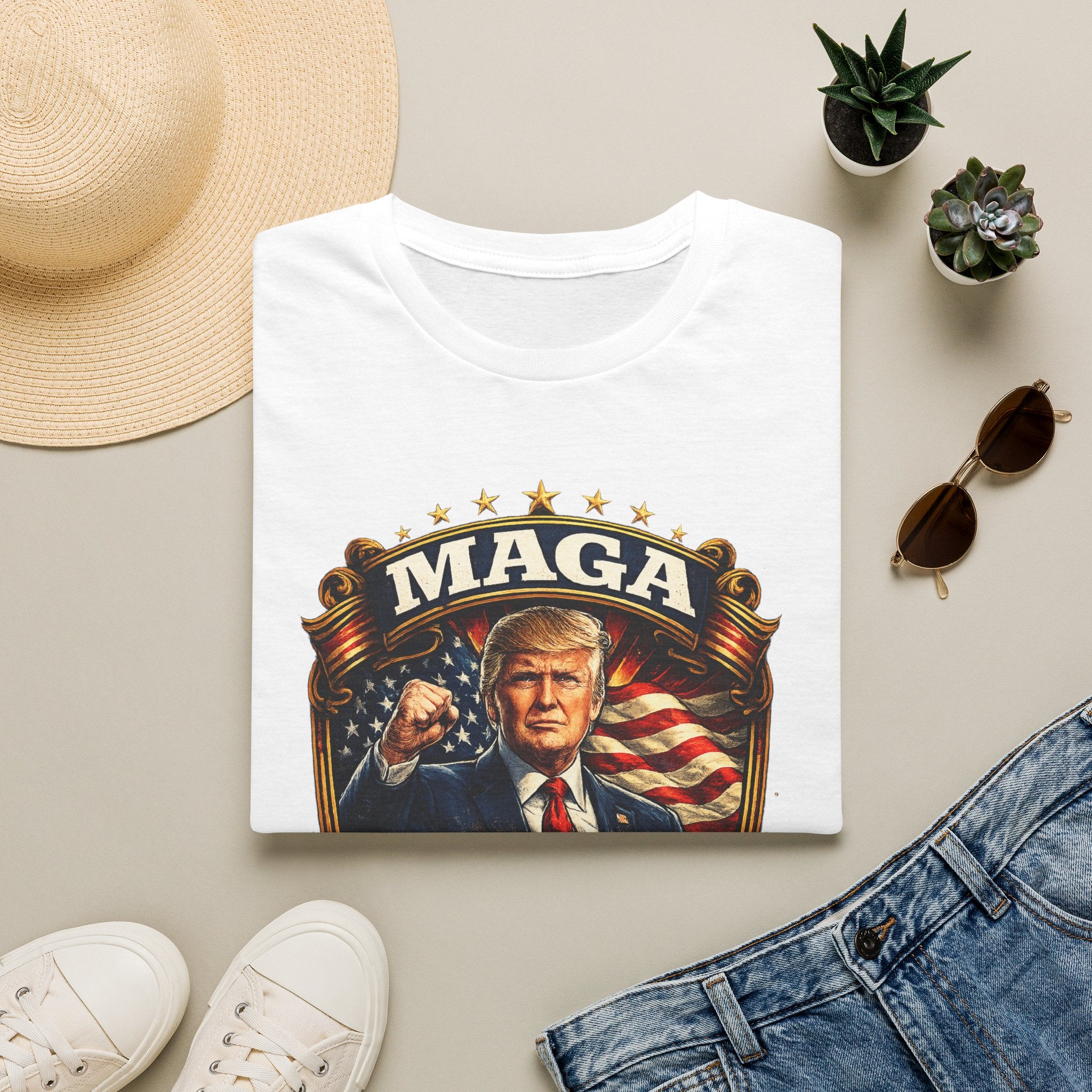 MAGA Patriotic Political T-Shirt — 'MAGA' Flag Emblem Tee