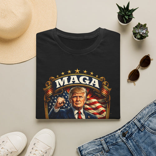 MAGA Patriotic Political T-Shirt — 'MAGA' Flag Emblem Tee