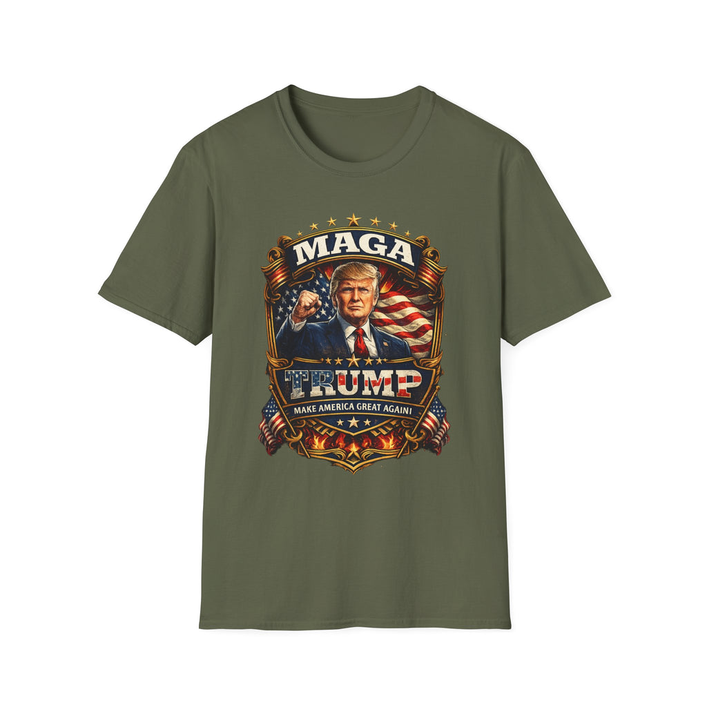 MAGA Patriotic Political T-Shirt — 'MAGA' Flag Emblem Tee