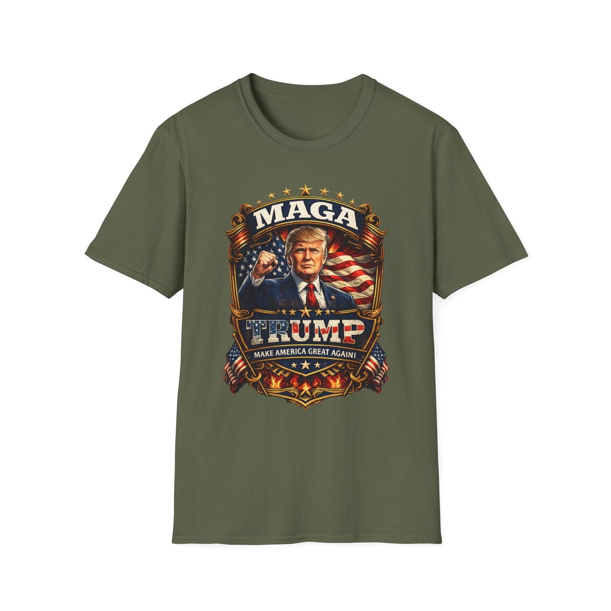 MAGA Patriotic Political T-Shirt — 'MAGA' Flag Emblem Tee