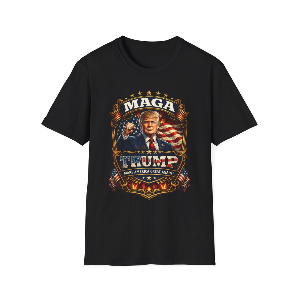 MAGA Patriotic Political T-Shirt — 'MAGA' Flag Emblem Tee