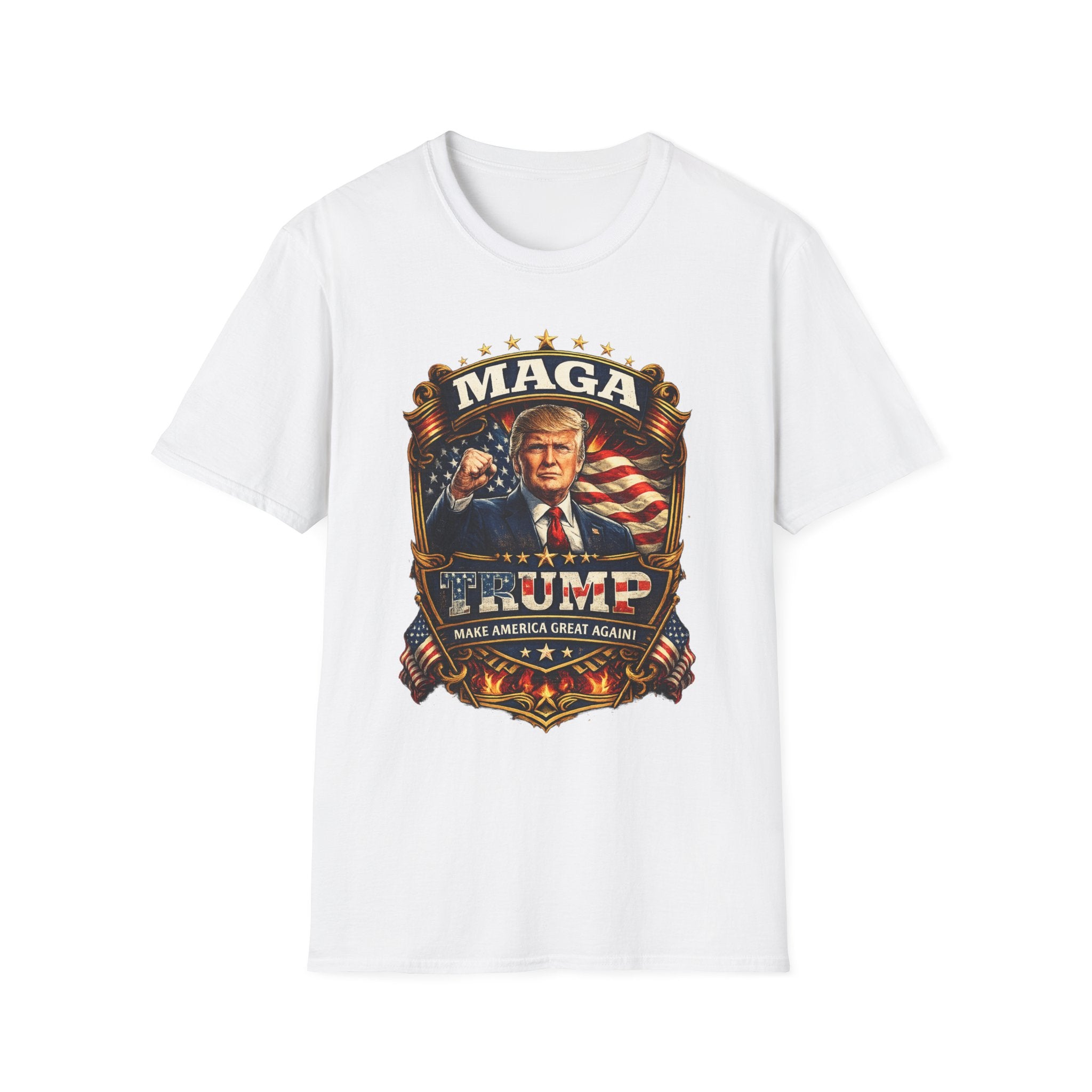 MAGA Patriotic Political T-Shirt — 'MAGA' Flag Emblem Tee