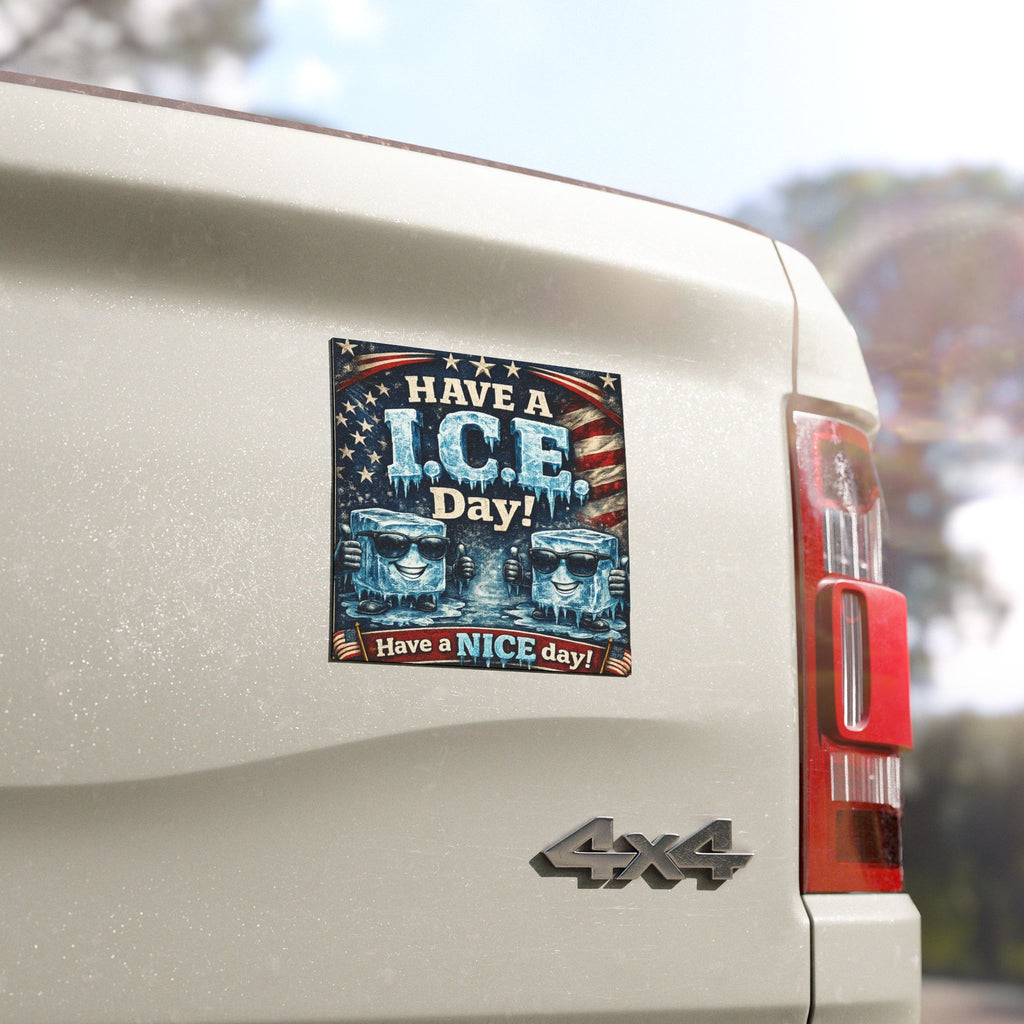 Car Magnet – "Have a I.C.E. Day!" Patriotic Funny Ice Cube Novelty Magnet